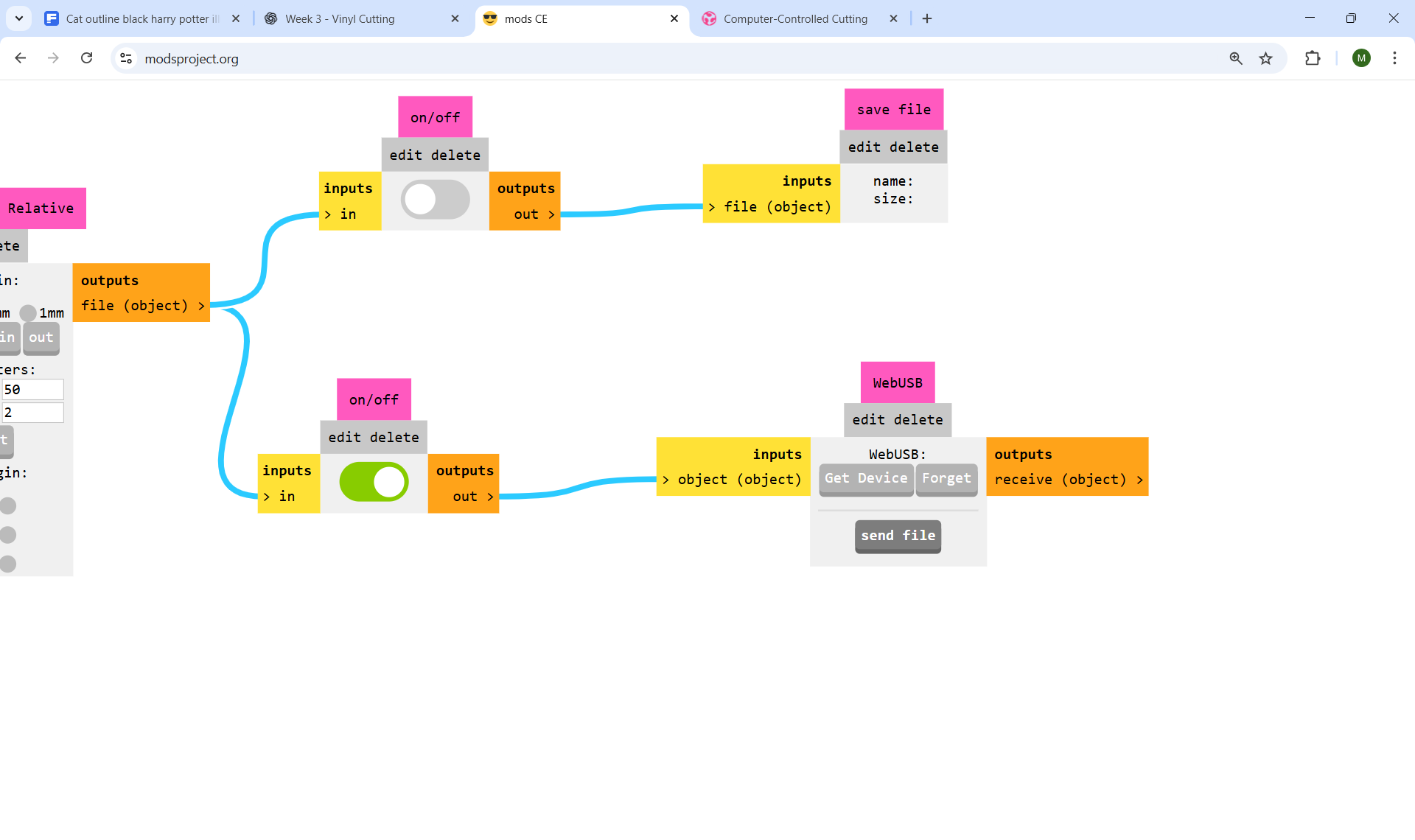 Preview window of the cutting path